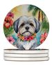 Lhasa Apso Luau Large Sandstone Coasters Pack Of 4 Absorbent Round Coasters Decor Gifts For Men Or Women, 4 In, Multicolor_maomaolike.com