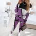 Women's Clothing 2024 new two piece set contrast color printing long sleeved round neck casual fashion suit_maomaolike.com