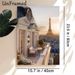 Paris Balcony & Eiffel Tower Painting Poster, Warm-toned Elegant Sunset Cityscape Poster, Adds Romantic Cozy Ambiance, Ideal For Living Room, Bedroom_maomaolike.com