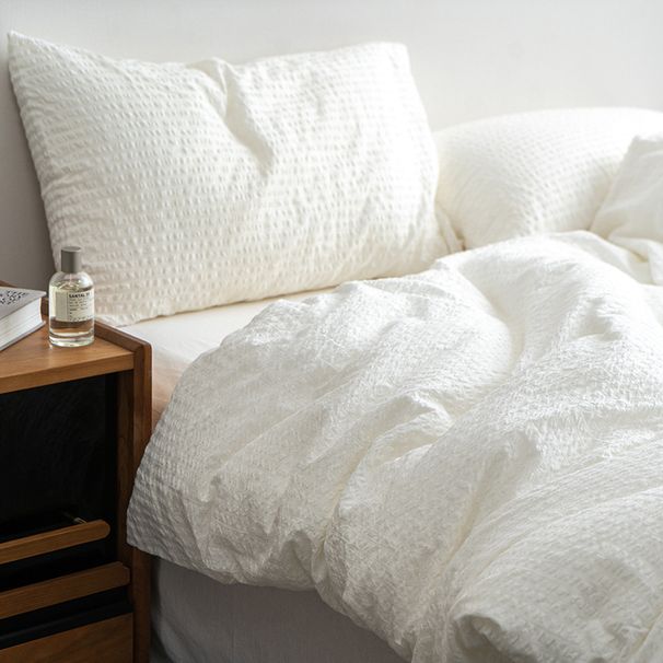 Wholesale INS Japanese Bubble Yarn All-Cotton Four-Piece Nordic Style Simple Homestay Pure Yarn-Dyed Washed Cotton 4-Piece Set_maomaolike.com