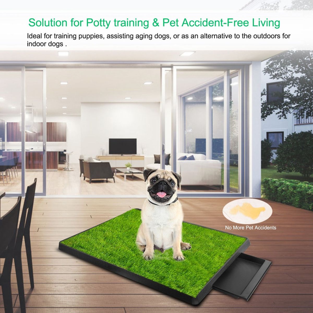 25"×20" Dog Toilet Indoor Puppy Training Pad, Dog Potty Pet Training Grass Mat, Removable Waste Tray For Easier Clean Up, Artificial Turf_maomaolike.com