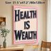 Health Is Wealth Themed Painting Poster, Vintage Stylized Typography Poster, Inspirational Health-focused Decor Ideal For Living Room, Bedroom Or_maomaolike.com