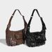 Sweet Cool Girl Fashion Versatile Single Shoulder Underarm Motorcycle Bag Heavy Rivet Multi-Pocket Design Large Capacity Handbag_maomaolike.com