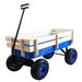 Outdoor Wagon All Terrain Pulling Wood Railing Air Tires Garden Cart_maomaolike.com
