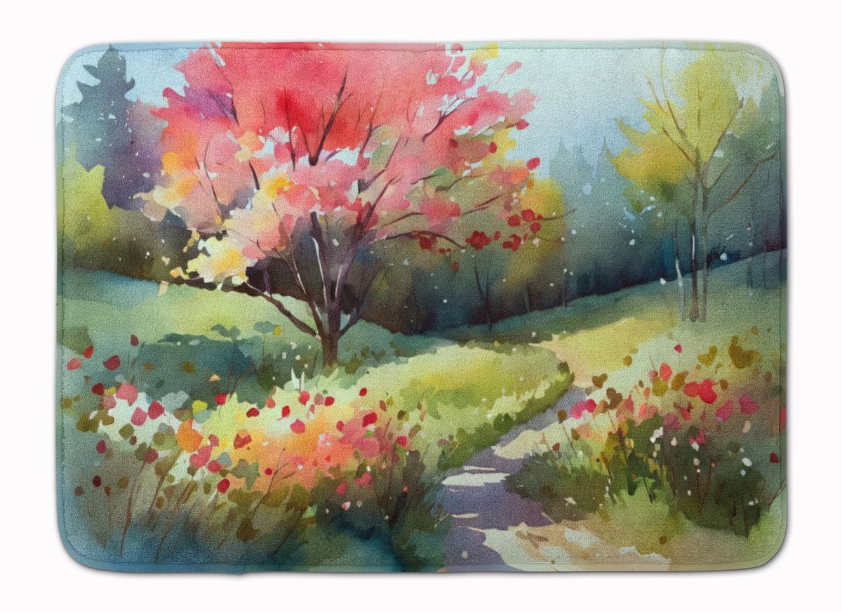 North Carolina Dogwoods In Watercolor Memory Foam Kitchen Mat Machine Washable Anti-Fatigue Mat Cushion Comfort Bath Mat Or Kitchen Rug_maomaolike.com