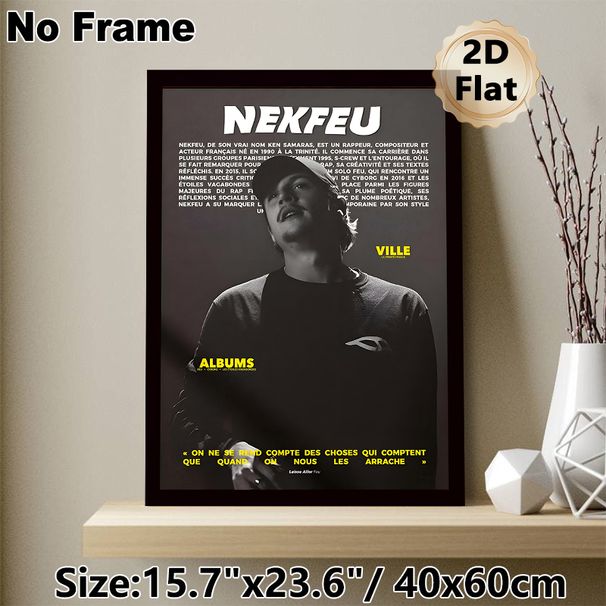 Nekfeu Themed Painting Poster, Monochrome Vintage Rap Artist Portrait Poster, Presents Iconic French Rap Artist's Profile, Suitable For Music Studio_maomaolike.com