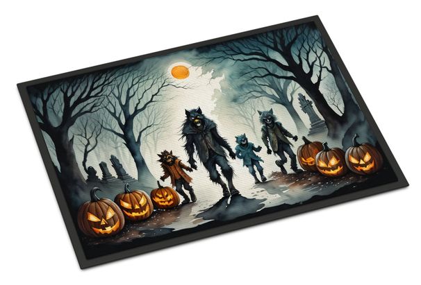 Werewolves Spooky Halloween Doormat Front Door Mat Indoor Outdoor Rugs For Entryway, Non Slip Washable Low Pile, 24H X 36W_maomaolike.com