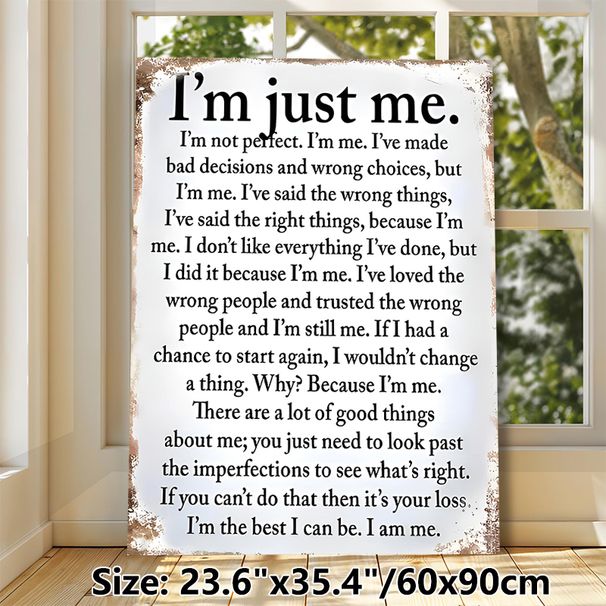 Self-acceptance Quote Painting Poster, Vintage Distressed-edge Inspirational Text Poster, Heartfelt Self-empowering Message, Ideal For Home, Bedroom_maomaolike.com