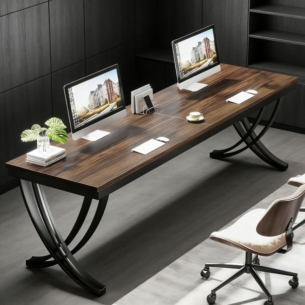 Two Person Desk Industrial Double Computer Desk With Metal Frame_maomaolike.com