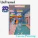 Indoor Water Park Painting Poster, Retro Pastel-toned Water Slides & Pool Scene Poster, Nostalgic Eye-catching Wall Decor For Home, Entertainment_maomaolike.com