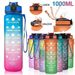 1L Sports With Straw And Time Marker Plastic Motivational Water Drinking Bottle Leakproof For Fitness Gym_maomaolike.com