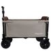 All-in-One Convertible Folding Camping Wagon Cart: Bench Seat, Storage Compartment & Included Dog Tether, Beige/Brown_maomaolike.com