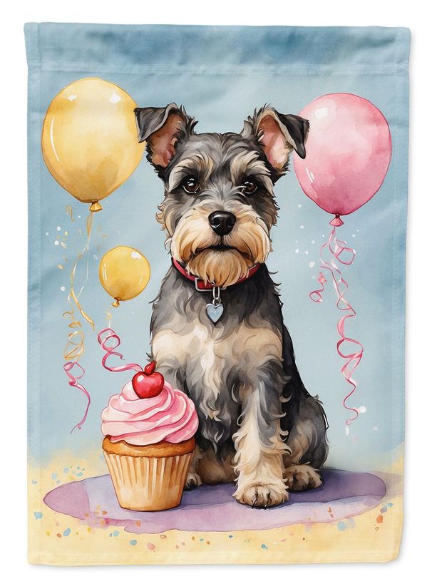 Schnauzer Happy Birthday Garden Flag Mailbox Flag Decorative Yard Flag Banner Outside Patio Artwork Yard Flower Beds, Garden Size, Multicolor_maomaolike.com