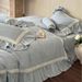 1 French Princess Style All-Cotton Brushed Four-Piece Set Girly Heart Jacquard Ruffle Edge Duvet Cover Bed Sheet Thickened Bedding_maomaolike.com