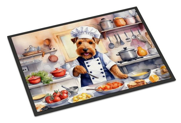 Welsh Terrier The Chef Doormat Front Door Mat Indoor Outdoor Rugs For Entryway, Non Slip Washable Low Pile, 24H X 36W_maomaolike.com