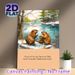 Beaver Family Themed Painting Poster, Soft Watercolor Winter Riverside Scene Poster, Heartwarming Wildlife Design With Inspirational Quote, Ideal For_maomaolike.com