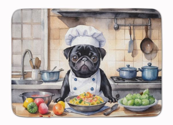Pug The Chef Memory Foam Kitchen Mat Machine Washable Anti-Fatigue Mat Cushion Comfort Bath Mat Or Kitchen Rug_maomaolike.com