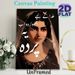 Portrait Of Woman With Urdu Text Painting Poster, Moody Artistic Brushstroke Style Poster, Unique Cultural Aesthetic Decor For Living Room, Study_maomaolike.com