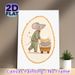 Sleepy Mouse Painting Poster, Warm-toned Whimsical Poster, Soft Cozy Design Featuring Mouse In Striped Pajamas Pushing Pillow Cart, Ideal For Bedroom_maomaolike.com