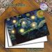 Starry Night Themed Painting Poster, Swirling Impressionist Night Sky & Village Scene Poster, Vibrant Artistic Decor For Living Room, Bedroom And Art_maomaolike.com
