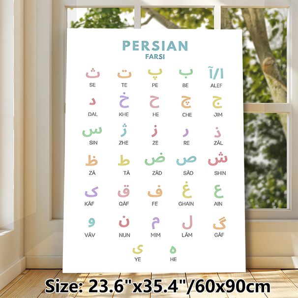 Persian Farsi Alphabet Painting Poster, Soft Pastel Colored Educational Poster, Clear Letter Reference To Learn Persian Script, Suitable For Language_maomaolike.com