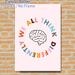 Inspirational Brain Themed Painting Poster, Colorful Circular Lettering With Brain Graphic Poster, Conveys Inclusive Mindset, Ideal For Office, Study_maomaolike.com