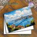 Bosphorus Bridge Cityscape Painting Poster, Vibrant Impressionist-style Scenic Bridge Over Blue Waters With Coastal Houses And Mosque Poster_maomaolike.com