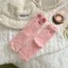 Winter new thick warm coral fleece women's socks cute cartoon embroidered three dimensional ears home confinement floor socks_maomaolike.com
