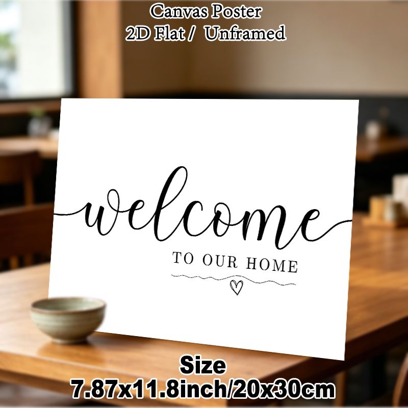 Welcome Home Themed Painting Poster, Minimalist Black & White Calligraphy Style Poster, Warm Welcoming Decor Ideal For Entryway, Living Room_maomaolike.com