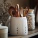 White Ceramic Utensil Holder With Drainage Holes – Minimalist Chopstick Cutlery Organizer For Kitchen, Bathroom & Office_maomaolike.com