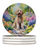 Goldendoodle Spring Path Large Sandstone Coasters Pack Of 4 Absorbent Round Coasters Decor Gifts For Men Or Women, 4 In, Multicolor_maomaolike.com