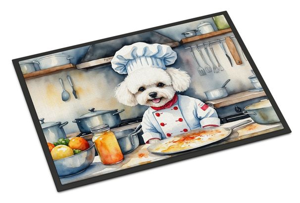 Bichon Frise The Chef Doormat Front Door Mat Indoor Outdoor Rugs For Entryway, Non Slip Washable Low Pile, 24H X 36W_maomaolike.com