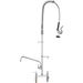 VEVOR Commercial Faucet With Pre-Rinse Sprayer, 44" Height, 8" Center, 12" Swing Spout, Deck Mount Kitchen Sink Faucet, Brass Constructed Device With Pull Down Spray, For 1/2/3 Compartment Sink_maomaolike.com