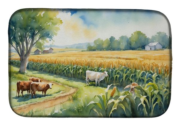 Cows By The Cornfield Dish Drying Mat Absorbent Dish Drying Mat Pad For Kitchen Counter Dish Drainer Mat For Countertop, 14 X 21", Multicolor_maomaolike.com