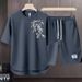 Men's Clothing 2024 Waffle Casual Summer Suit Men's Loose Teen Short sleeved T shirt Shorts Handsome Two piece Suit_maomaolike.com