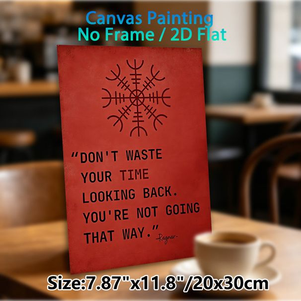 Viking Motivational Quote Painting Poster, Vintage Red-toned Norse Symbol Poster, Inspiring Forward-focused Message, Ideal For Home Office And Living_maomaolike.com