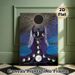 Moon Phase Goddess Painting Poster, Mystical Spiritual Style Poster, Dark Robed Figure With Moon Phase Cycle & Dotted Radiant Details_maomaolike.com