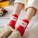 Christmas socks bright red socks cartoon striped women's socks three-dimensional ear socks_maomaolike.com