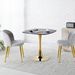 Square Dining Table 31.5 Inch, Mid-Century Modern Kitchen Table For 2-4 Person, Black And Golden Tulip Pedestal Base With MDF Tabletop For Small Space, Apartment, Breakfast Nook_maomaolike.com