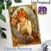 Art Nouveau Floral Maiden Painting Poster, Vibrant Stained-Glass Style Poster, Graceful Maiden Surrounded By Vivid Blooms, Elegant Decorative Artwork_maomaolike.com