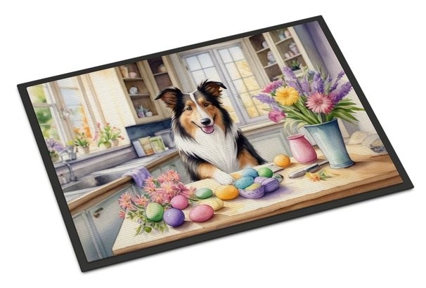 Decorating Easter Collie Doormat Front Door Mat Indoor Outdoor Rugs For Entryway, Non Slip Washable Low Pile, 24H X 36W_maomaolike.com