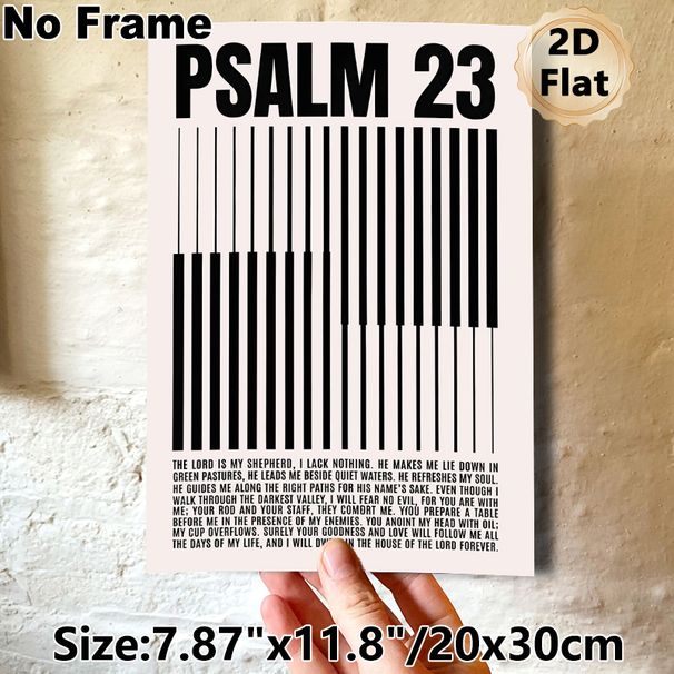 Psalm 23 Piano Key Themed Painting Poster, Minimalist Black & White Typographic Poster, Inspirational Religious Verse Design Ideal For Home, Music_maomaolike.com
