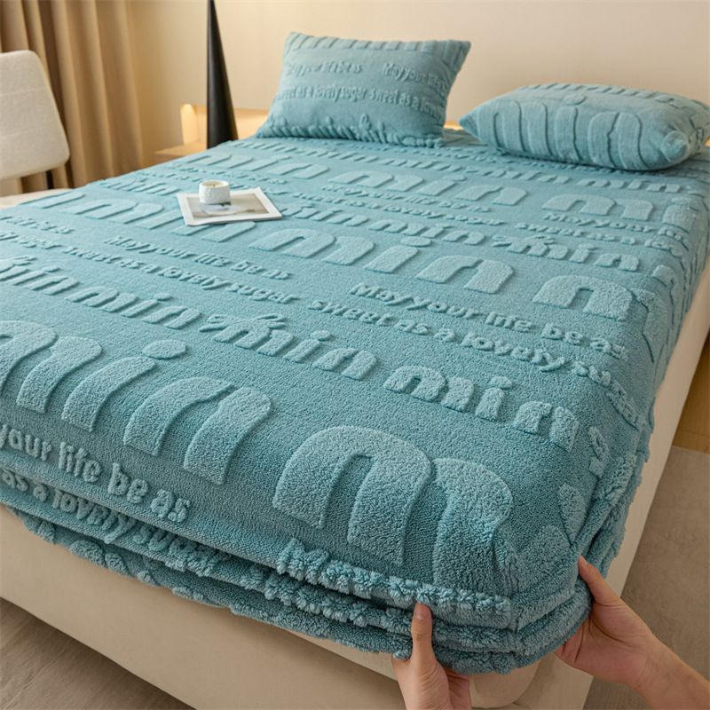 Autumn And Winter Milk Velvet Thickened Coral Fleece Cover Mattress Protector Full Wrap Non-Slip Bed Sheet Set_maomaolike.com