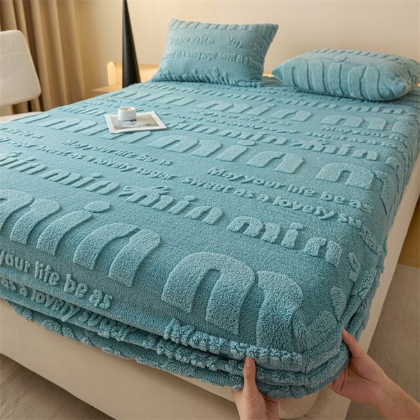 Autumn And Winter Milk Velvet Thickened Coral Fleece Cover Mattress Protector Full Wrap Non-Slip Bed Sheet Set_maomaolike.com