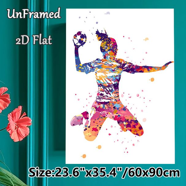 Soccer Player Painting Poster, Vibrant Watercolor-style Colorful Celebrating Soccer Athlete Poster, Dynamic Sports-themed Decor Ideal For Home Gym_maomaolike.com