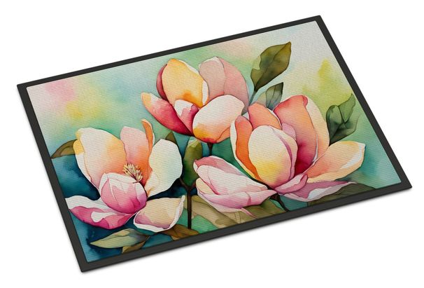 Mississippi Magnolia In Watercolor Doormat Front Door Mat Indoor Outdoor Rugs For Entryway, Non Slip Washable Low Pile, 24H X 36W_maomaolike.com