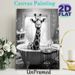 Giraffe Bathtub Themed Painting Poster, Monochrome Whimsical Animal Scene Poster, Playful Humorous Design, Ideal Wall Decor For Bathroom And Living_maomaolike.com