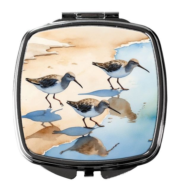 Sandpipers Compact Mirror Decorative Travel Makeup Mirror For Women Girls Gifts Pocket Makeup Mirror Folding Handheld_maomaolike.com