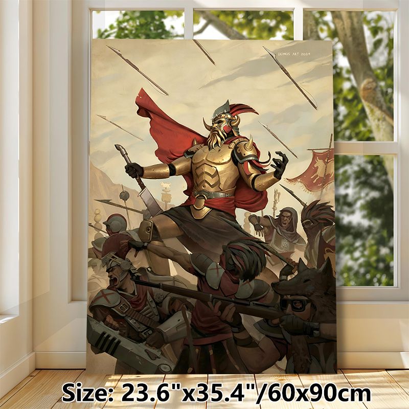 Warrior Battle Themed Painting Poster, Epic Fantasy Battle Scene Poster, Dramatic Combat Artwork Ideal For Game Room, Home Wall Display_maomaolike.com