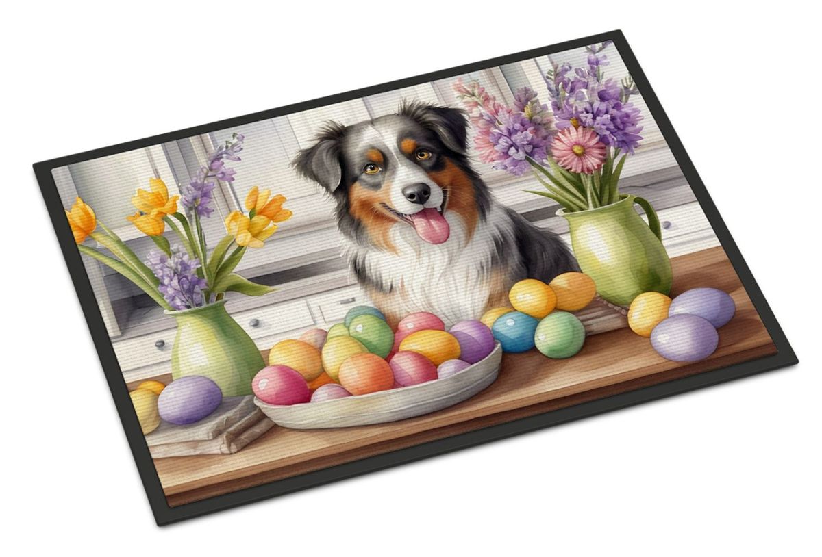Decorating Easter Australian Shepherd Doormat Front Door Mat Indoor Outdoor Rugs For Entryway, Non Slip Washable Low Pile, 24H X 36W_maomaolike.com